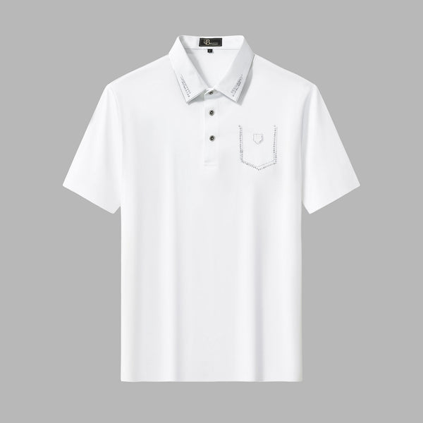 PSR204-Regal Crystal Pocket Polo-WHITE/SILVER