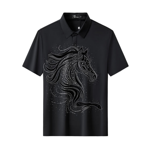 PSR206-Imperial Stallion Crystal Polo-BLACK/SILVER
