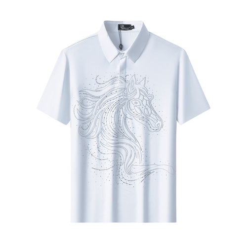 PSR206-Imperial Stallion Crystal Polo-WHITE/SILVER