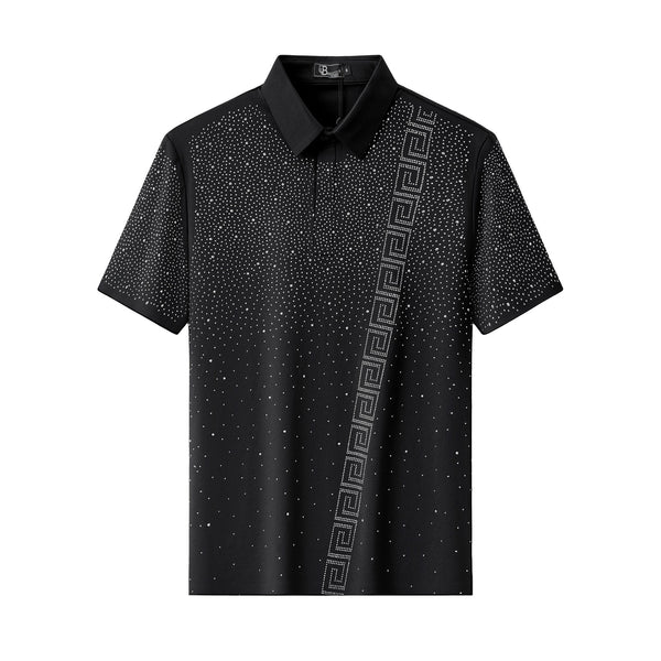 PSR207-Royal Key Crystal Polo-BLACK/SILVER