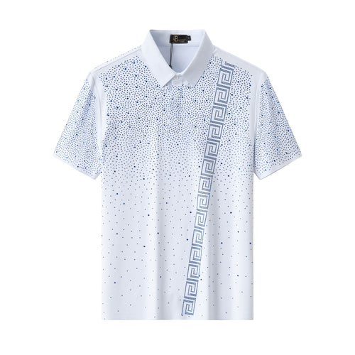 PSR207-Royal Key Crystal Polo-WHITE/ROYAL