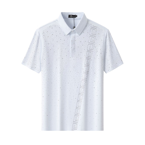 PSR207-Royal Key Crystal Polo-WHITE/SILVER