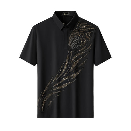 PSR208-Phantom Tiger Crystal Polo-BLACK/GOLD