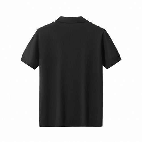 Polo retro de rayas con cremallera - NEGRO/CAQUI – view 1
