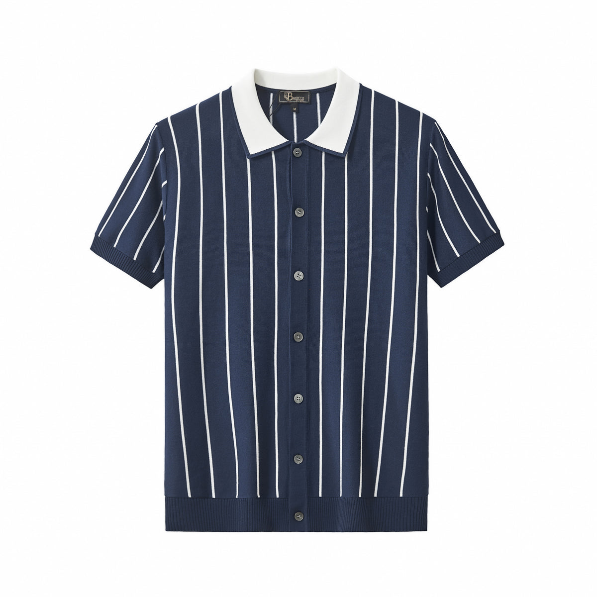 PSS615 - ModStripe Knit Shirt-NAVY/WHITE – BAROCCO wholesale shirts