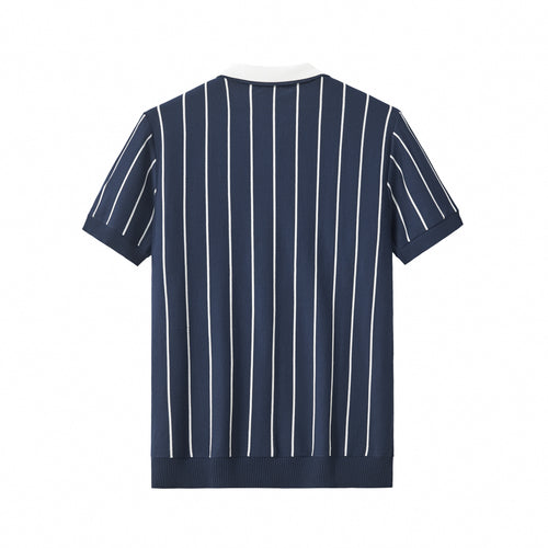 PSS615 - ModStripe Knit Shirt-NAVY/WHITE – view 1