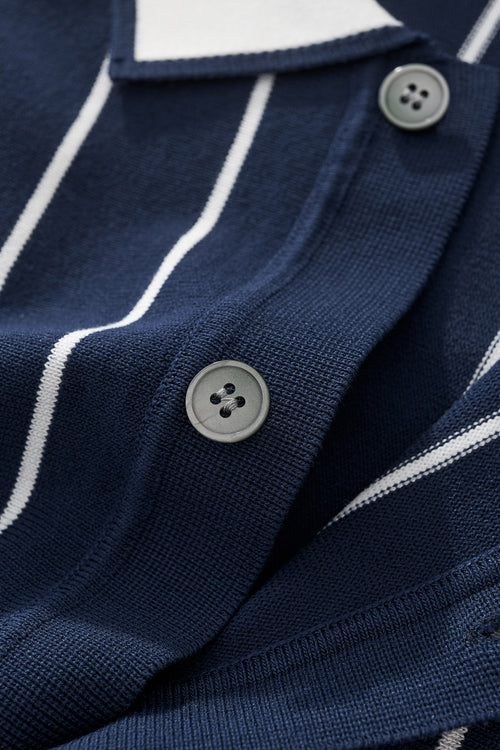 PSS615 - ModStripe Knit Shirt-NAVY/WHITE – view 3