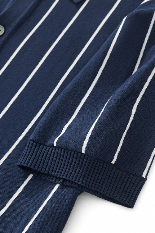 PSS615 - ModStripe Knit Shirt-NAVY/WHITE – view 4