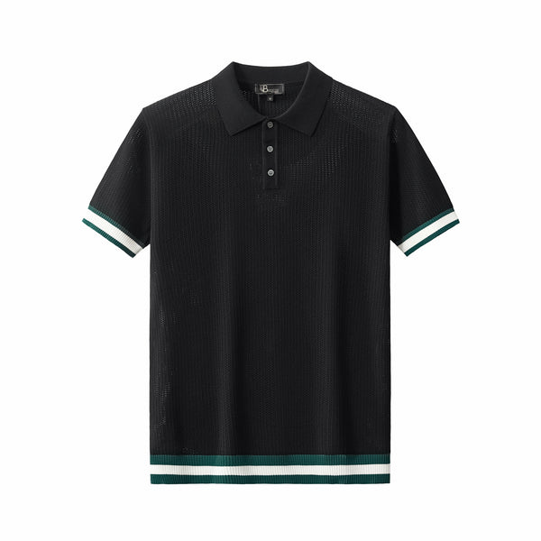 PSS617 - EdgeTrim Mesh Polo-BLACK