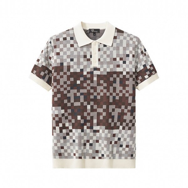 PSS618 - Pixel Fade Polo-WHITE