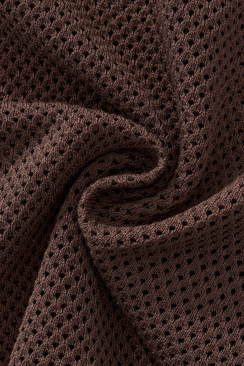 Camisa de malla con ribete en contraste y botones - CAFÉ – view 6