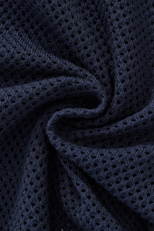 PSS619 - Contrast Trim Mesh Button-Up-NAVY – view 6