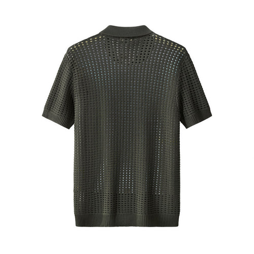 PSS621-Breeze Mesh Zip SS Shirt-ARMYG – view 1