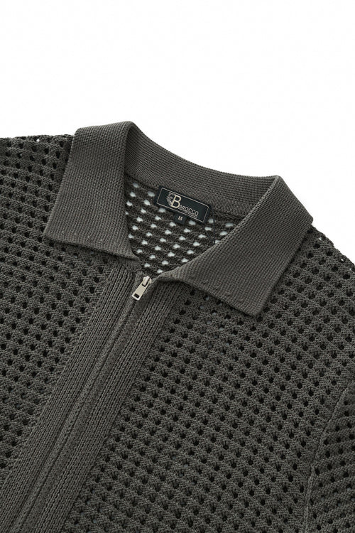 PSS621-Breeze Mesh Zip SS Shirt-ARMYG – view 2