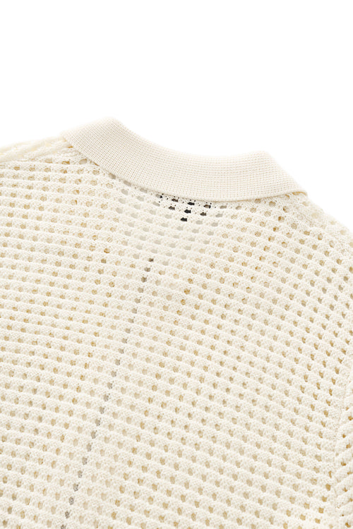 PSS621-Breeze Mesh Zip SS Shirt-IVORY – view 4