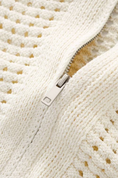 PSS621-Breeze Mesh Zip SS Shirt-IVORY – view 5