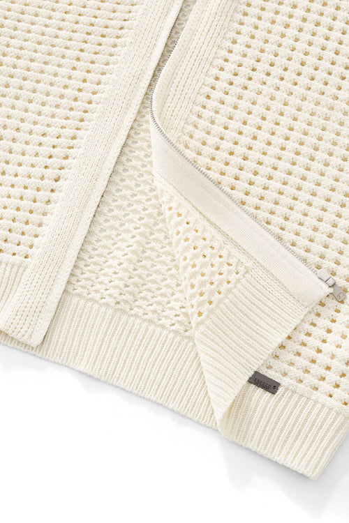 PSS621-Breeze Mesh Zip SS Shirt-IVORY – view 6
