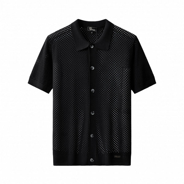 PSS624-Riviera Mesh SS Shirt-BLACK