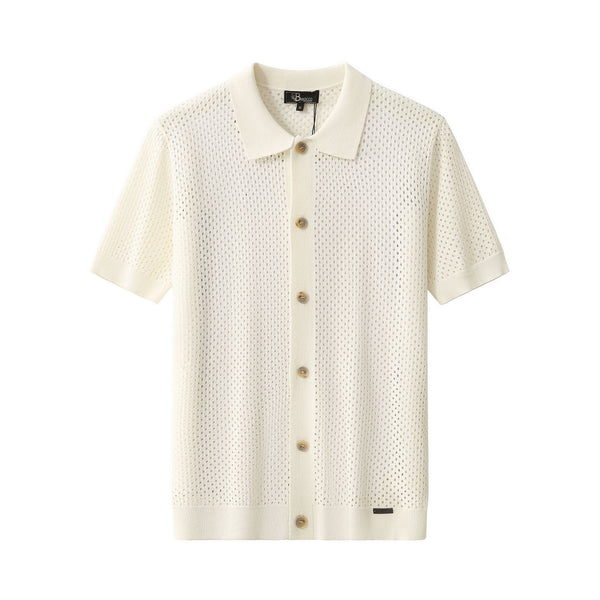 PSS624-Riviera Mesh SS Shirt-IVORY