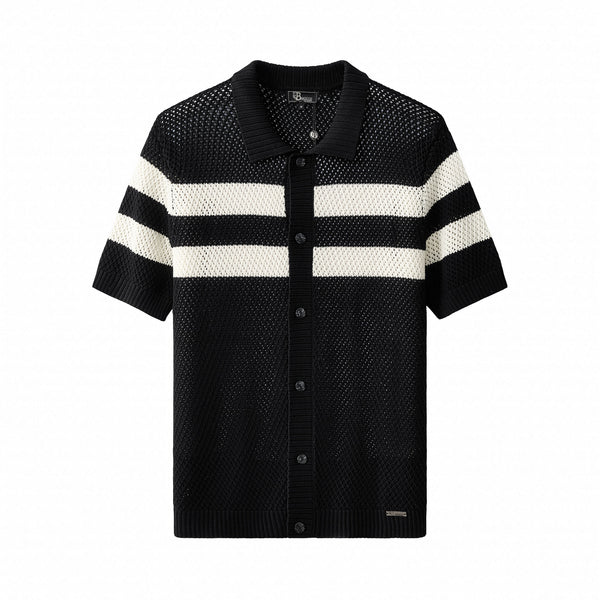 PSS625-Marina Stripe SS Shirt-BLACK