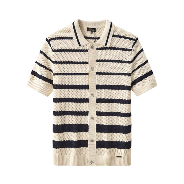 PSS626-Regatta Mesh Stripe SS Shirt-IVORY
