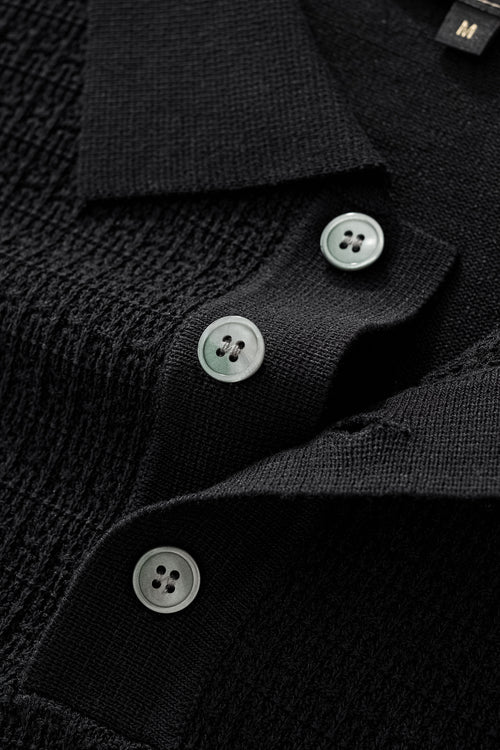PSS632-Milano Texture Polo-BLACK – view 6