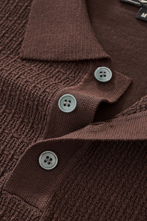PSS632-Milano Texture Polo-BROWN – view 6