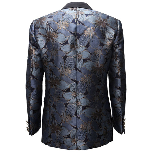 Blazer Jacquard Midnight Bloom - AZUL/DORADO