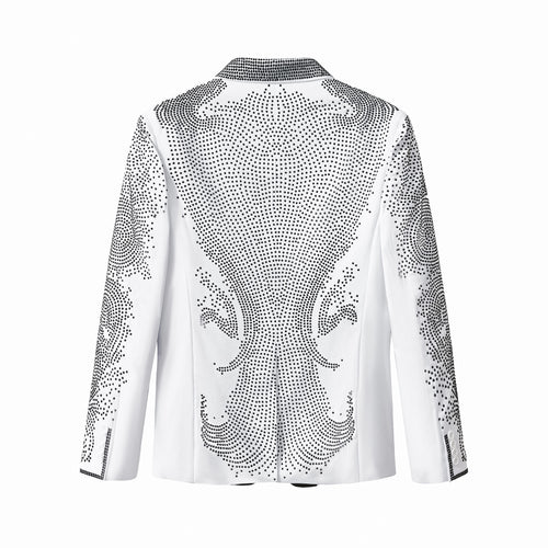 SB471-1-Regal Cascades Embellished Velvet Blazer-WHITE/BLACK – view 1