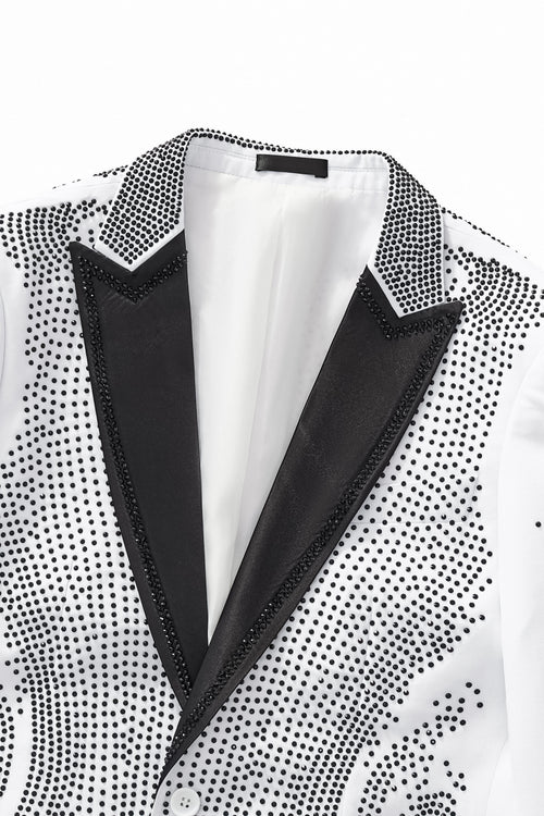 SB471-1-Regal Cascades Embellished Velvet Blazer-WHITE/BLACK – view 2