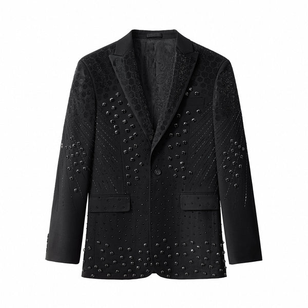 SB475-Radiant Hex Crystal Blazer-BLKBK