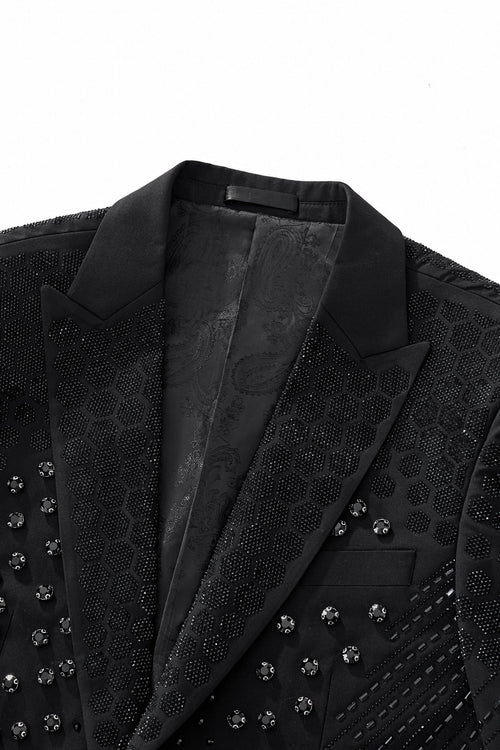 SB475-Radiant Hex Crystal Blazer-BLKBK – view 2