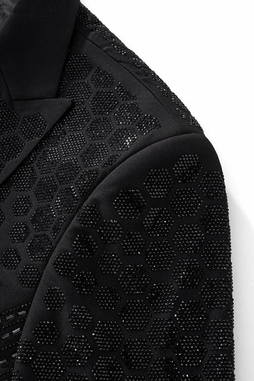 SB475-Radiant Hex Crystal Blazer-BLKBK – view 3