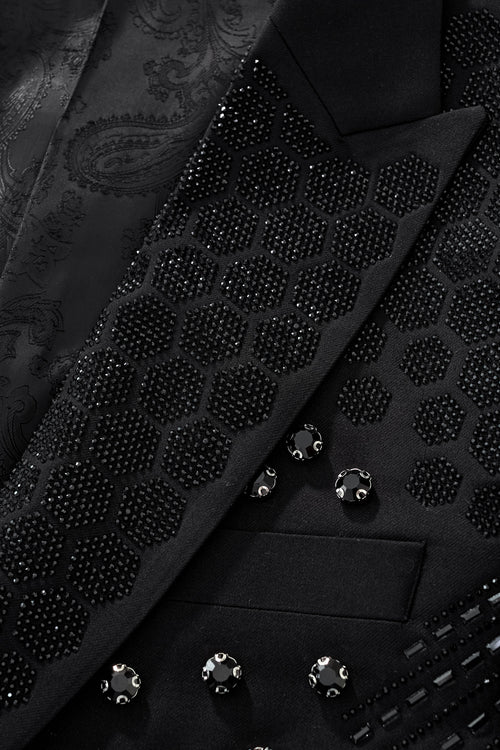 SB475-Radiant Hex Crystal Blazer-BLKBK – view 4