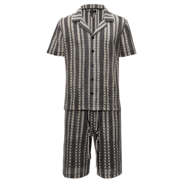 Conjunto de rayas texturizadas de inspiración vintage para hombre - NEGRO/BLANCO