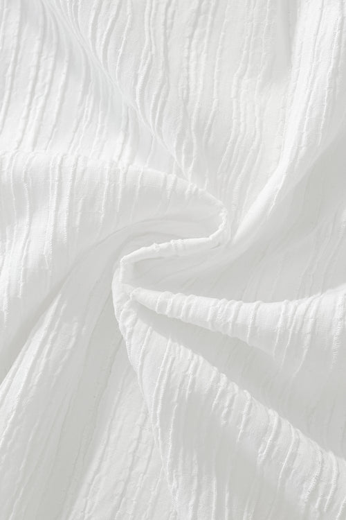 Conjunto de camisa y pantalón con textura arrugada - BLANCO – view 7