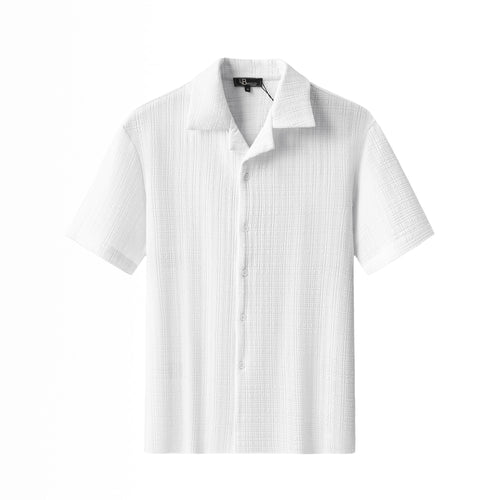 SET811-Loft Set – Textured Short Sleeve Shirt & Pant-SNOW WHITE – view 2