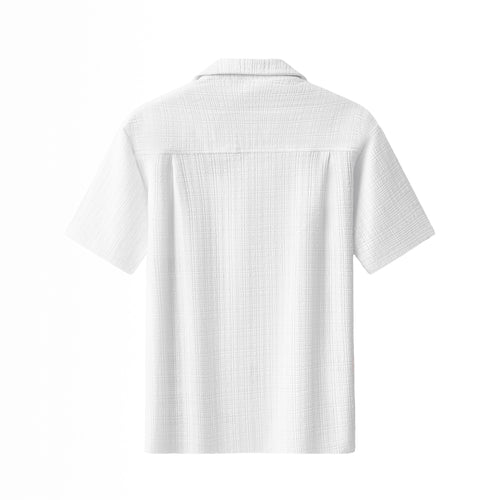 SET811-Loft Set – Textured Short Sleeve Shirt & Pant-SNOW WHITE – view 4
