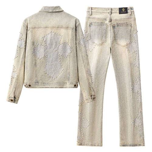 Sanctum Cross Denim Jacket + Pants SET – Century Penthouse - TAN