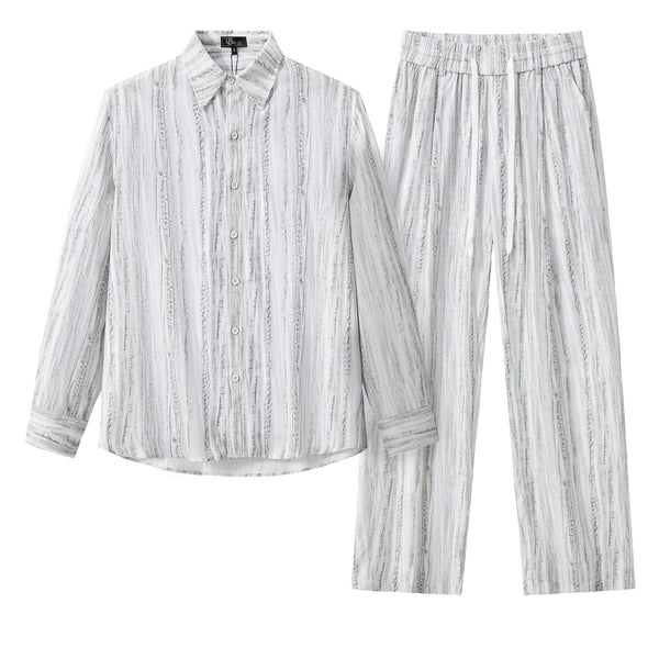 Conjunto Strata – Camisa y pantalón de manga larga estampados - GRIS