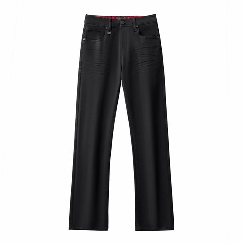 Estilo básico de mezclilla de pierna ancha - NEGRO