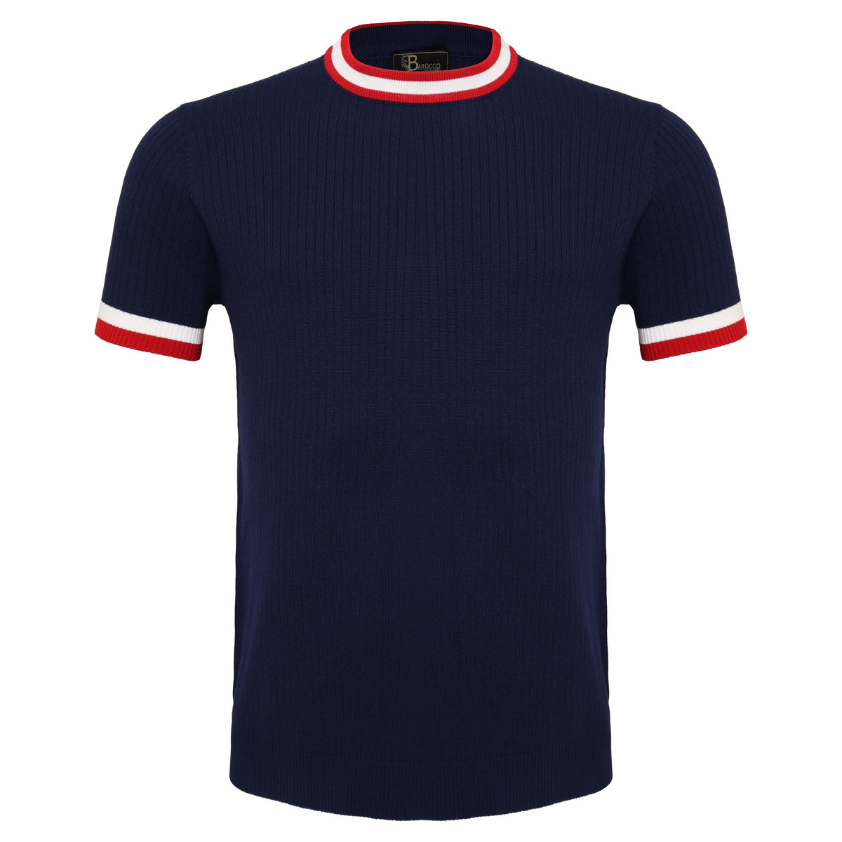 TS59 - Elite Contrast Ribbed Tee-NAVY – BAROCCO wholesale t-shirts