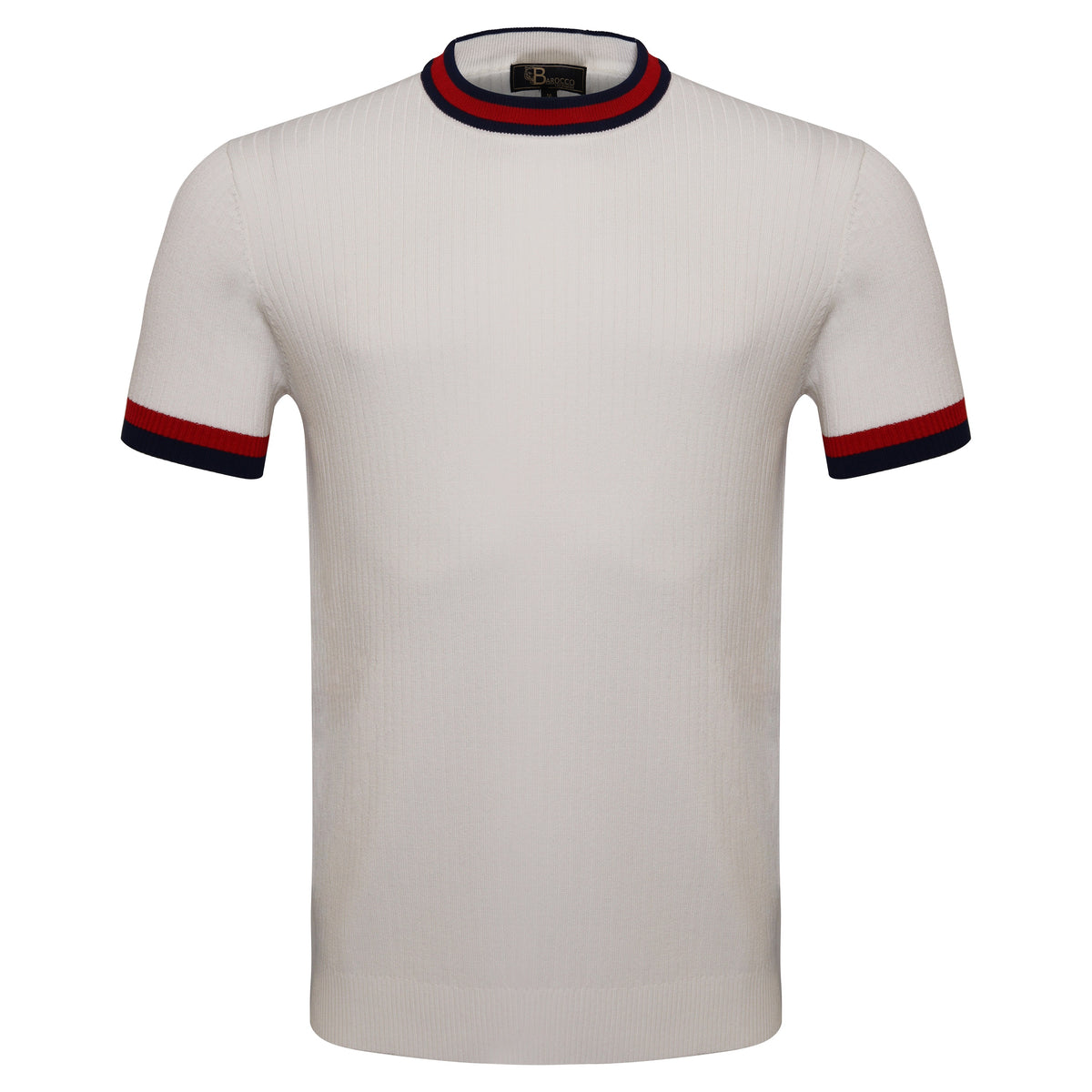 TS59 - Elite Contrast Ribbed Tee WHITE – BAROCCO wholesale t-shirts