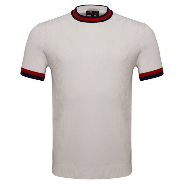 TS59 - Elite Contrast Ribbed Tee WHITE