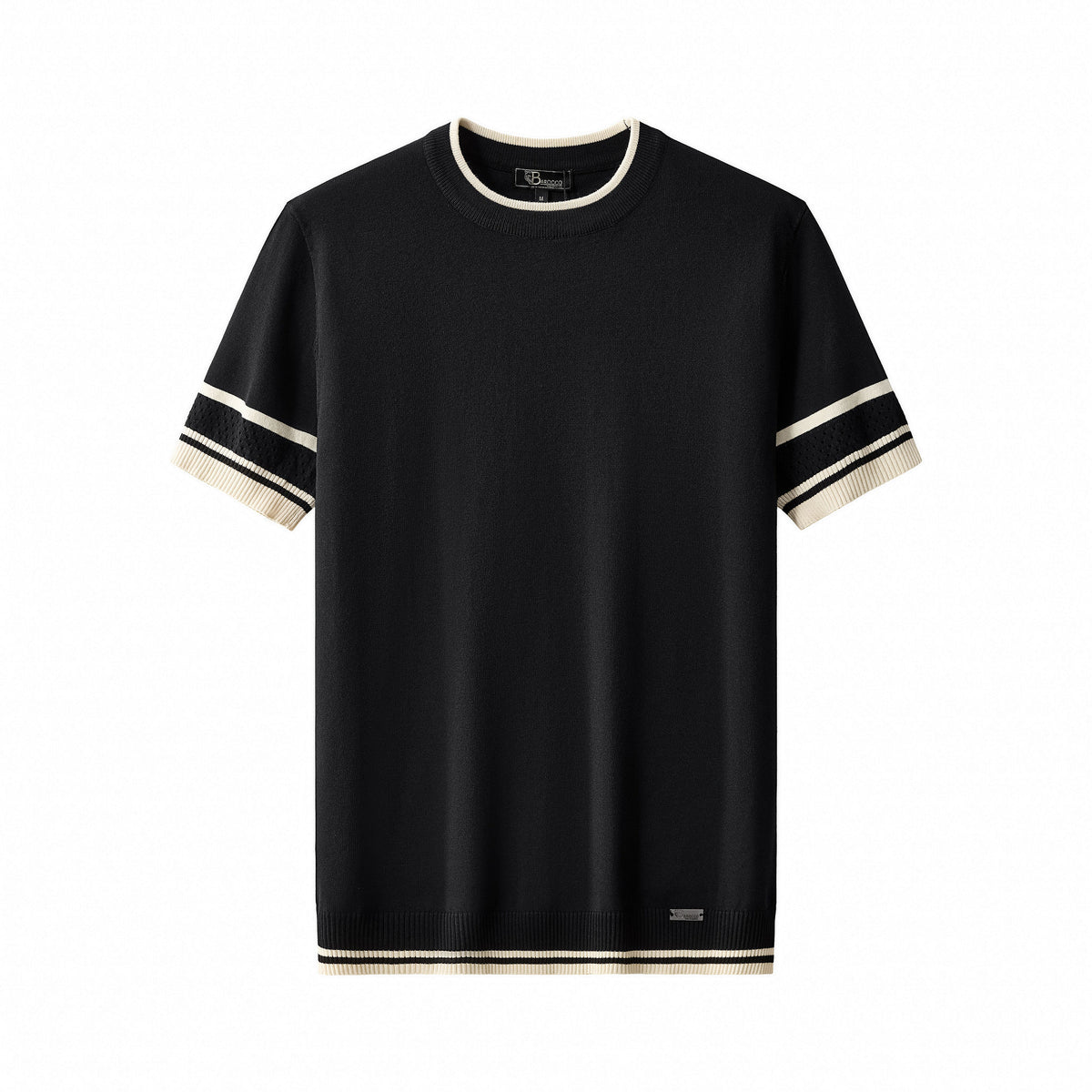 TS65-Monaco Trim Knit Tee-BLACK – BAROCCO wholesale t-shirts