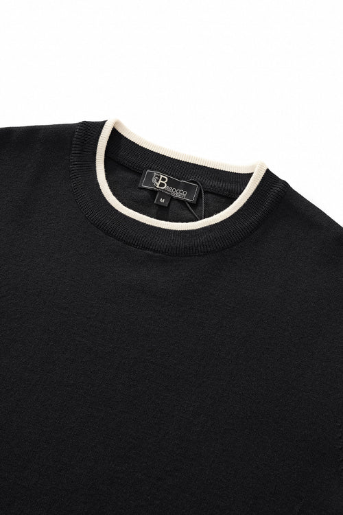 TS65-Monaco Trim Knit Tee-BLACK – view 2