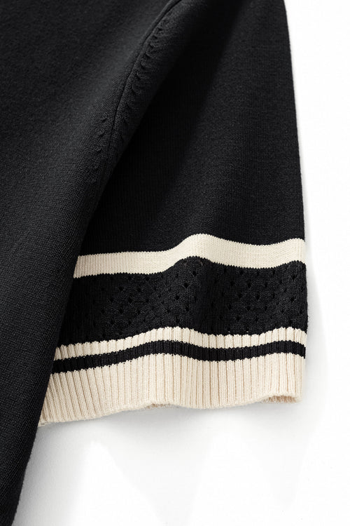 TS65-Monaco Trim Knit Tee-BLACK – view 5