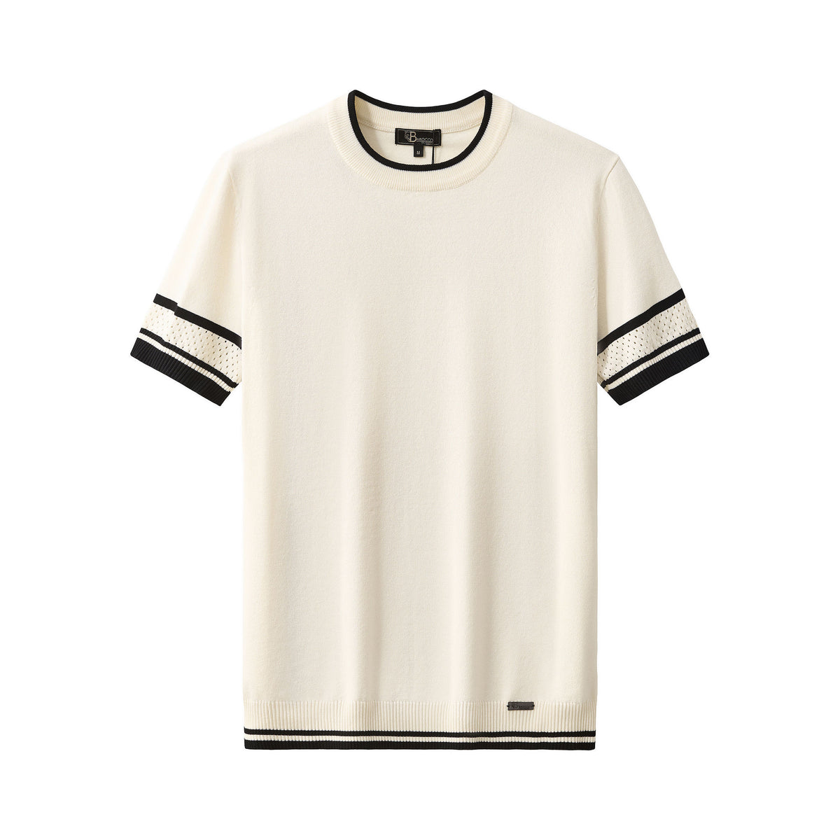 TS65-Monaco Trim Knit Tee-WHITE – BAROCCO wholesale t-shirts