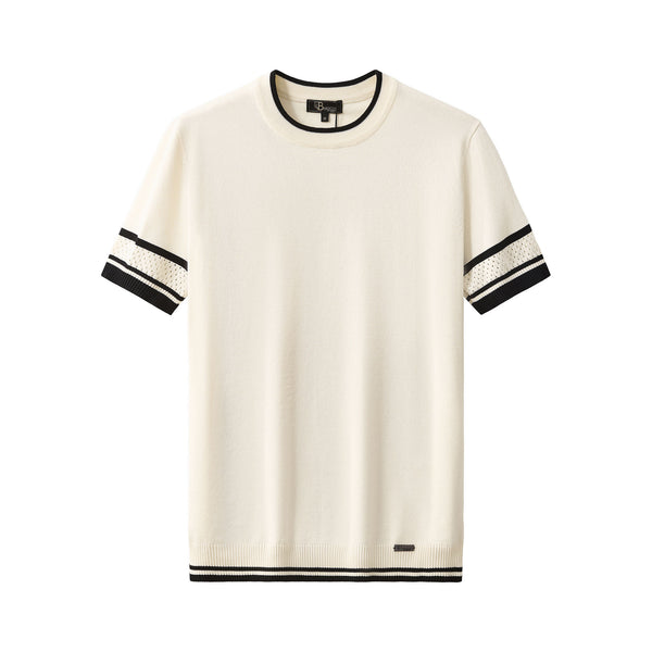 TS65-Monaco Trim Knit Tee-WHITE