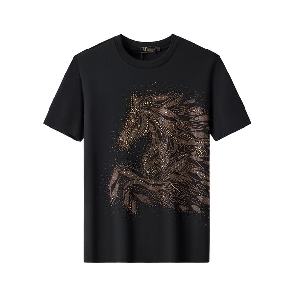 TSR616-Sovereign Stallion Crystal Tee-BLACK/GOLD